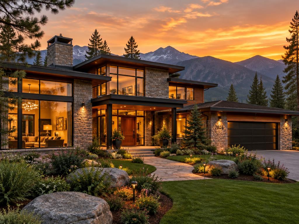 Casa moderna al atardecer